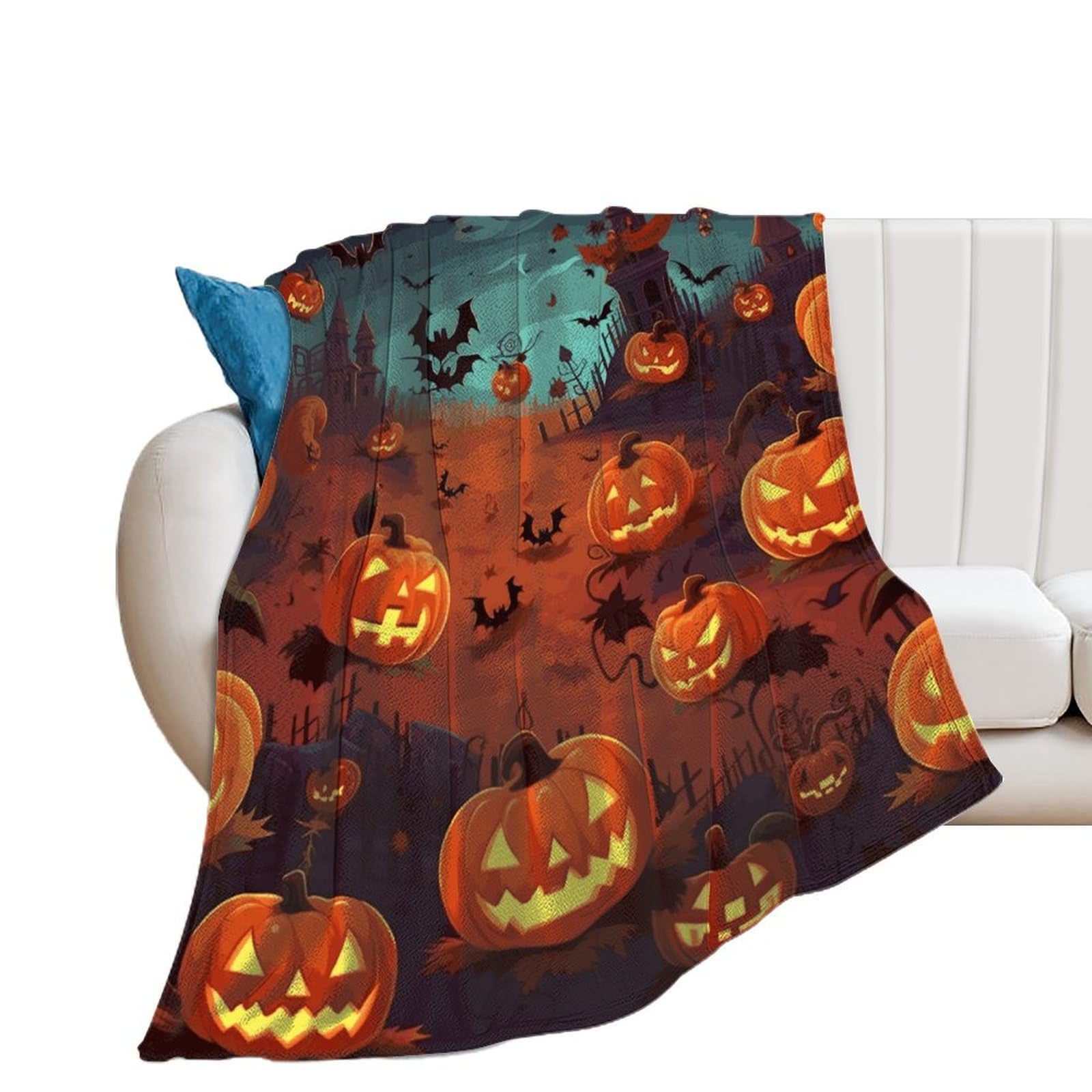 Couverture d'Halloween de luxe en microfibre de flanelle pour lit