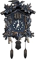 Vista 3 de WALPLUS Reloj de pared de cuco clásico con chime negro, reloj de pájaro colgante, decoración del hogar, reloj de Navidad, regalos
