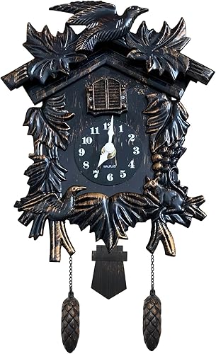 Vista 28 de WALPLUS Reloj de cuco timing para pared, pájaro cantando cuco, volumen ajustable, reloj de cuco de Navidad, regalo para sala de estar, oficina