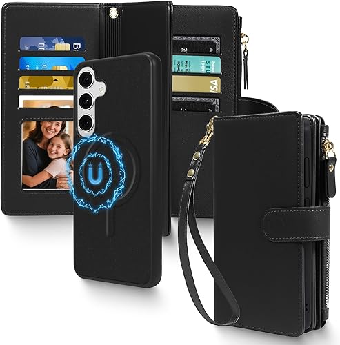 Harryshell 2 in 1 for Samsung Galaxy S24 FE Wallet Case Magnetic Compatible with