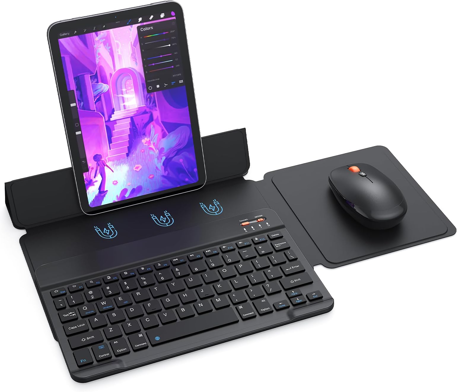 MEETION Bluetooth Keyboard and Mouse for iPad, Wireless Portable Keyboard and Mouse, Ultra-Slim Rechargeable Keyboard Mouse Set, for iPad 10th/A16 11th/Mini/Pro/Air 11inches, iPhone(Not Included Case)