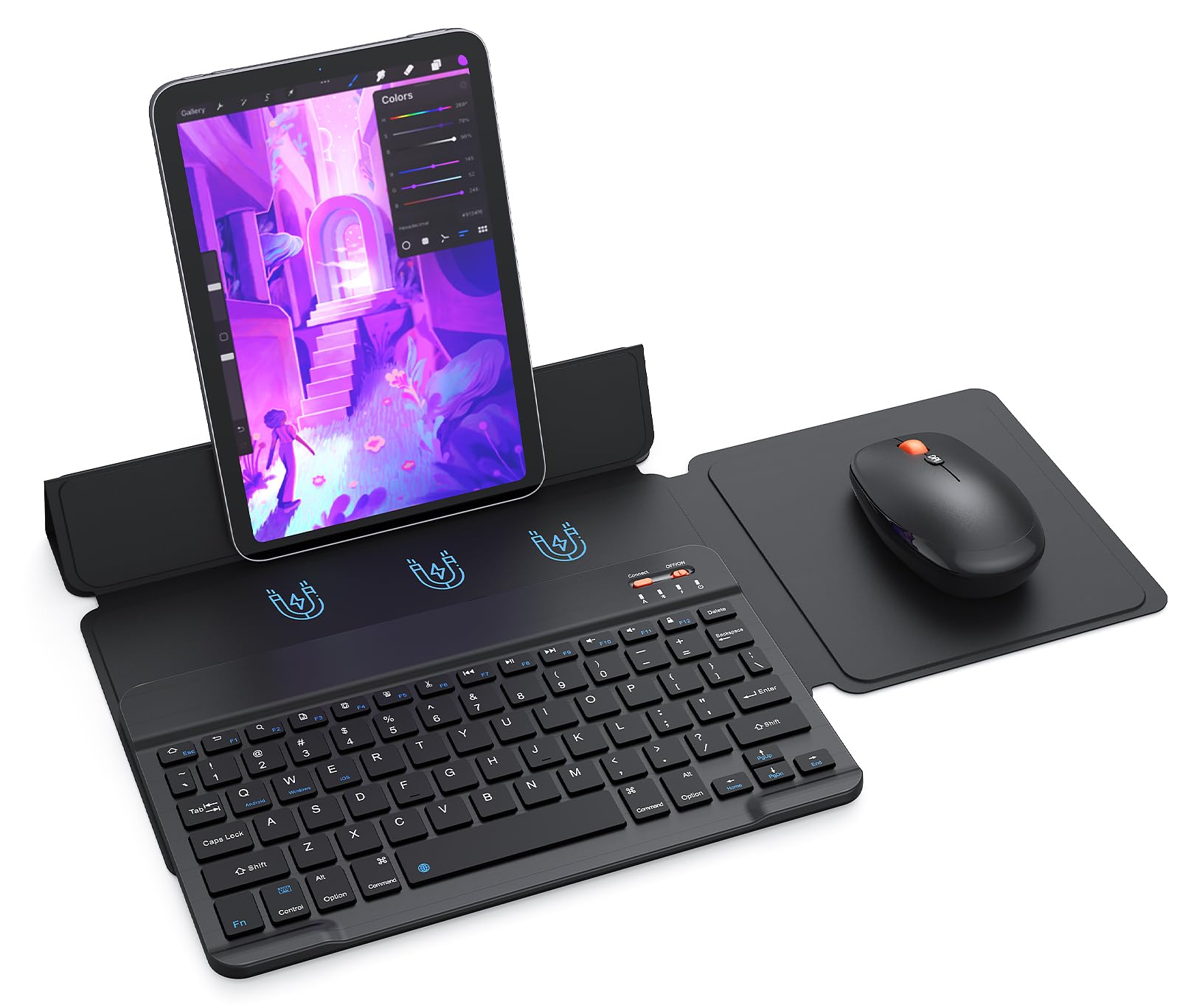 MEETION Bluetooth Keyboard and Mouse for iPad, Wireless Portable Keyboard and Mouse, Ultra-Slim Rechargeable Keyboard Mouse Set, for iPad 10th/A16 11th/Mini/Pro/Air 11inches, iPhone(Not Included Case)