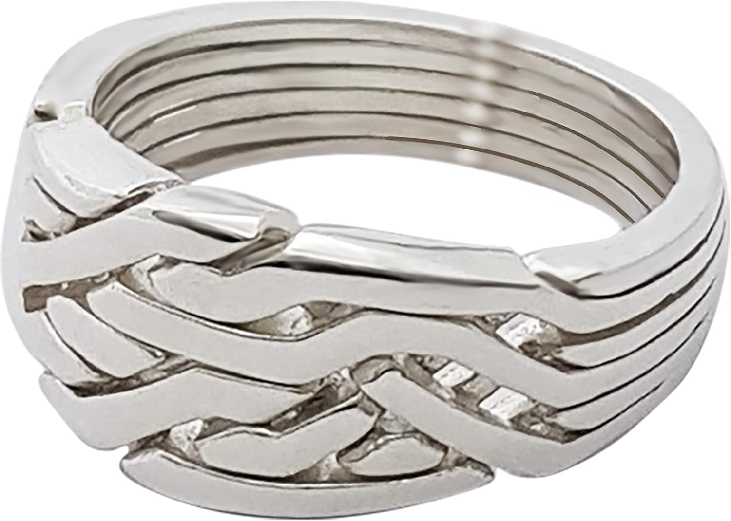 Puzzle Ring - Loopy Six Design, 925 Sterling Silver, Handmade Turkish Interlocking Knot Friendship Ring