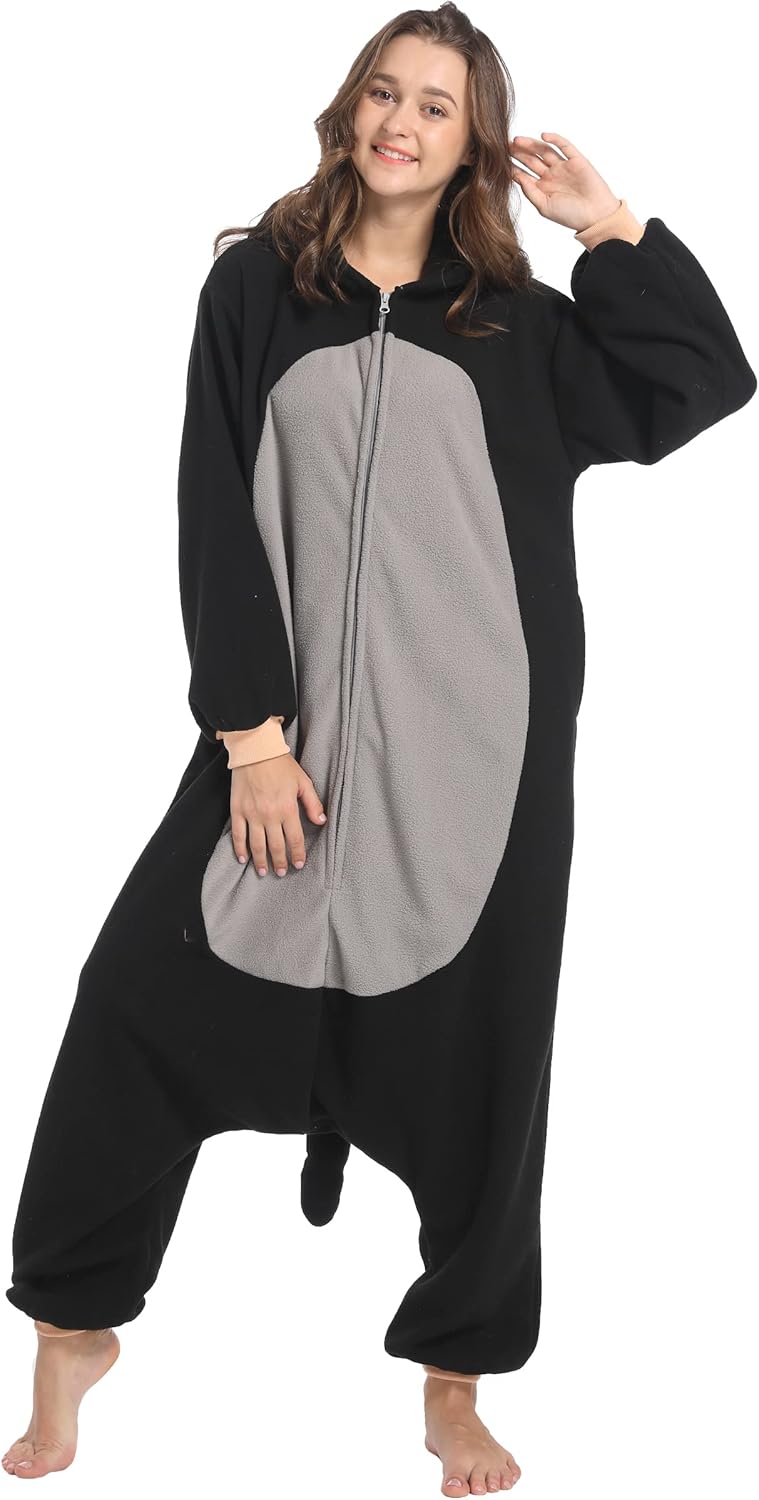 DarkCom Unisex Adult Mole Rat Onesie Halloween Costume One Piece Animal Pajamas Women Men Sleepwear Christmas Pajamas - Image 4