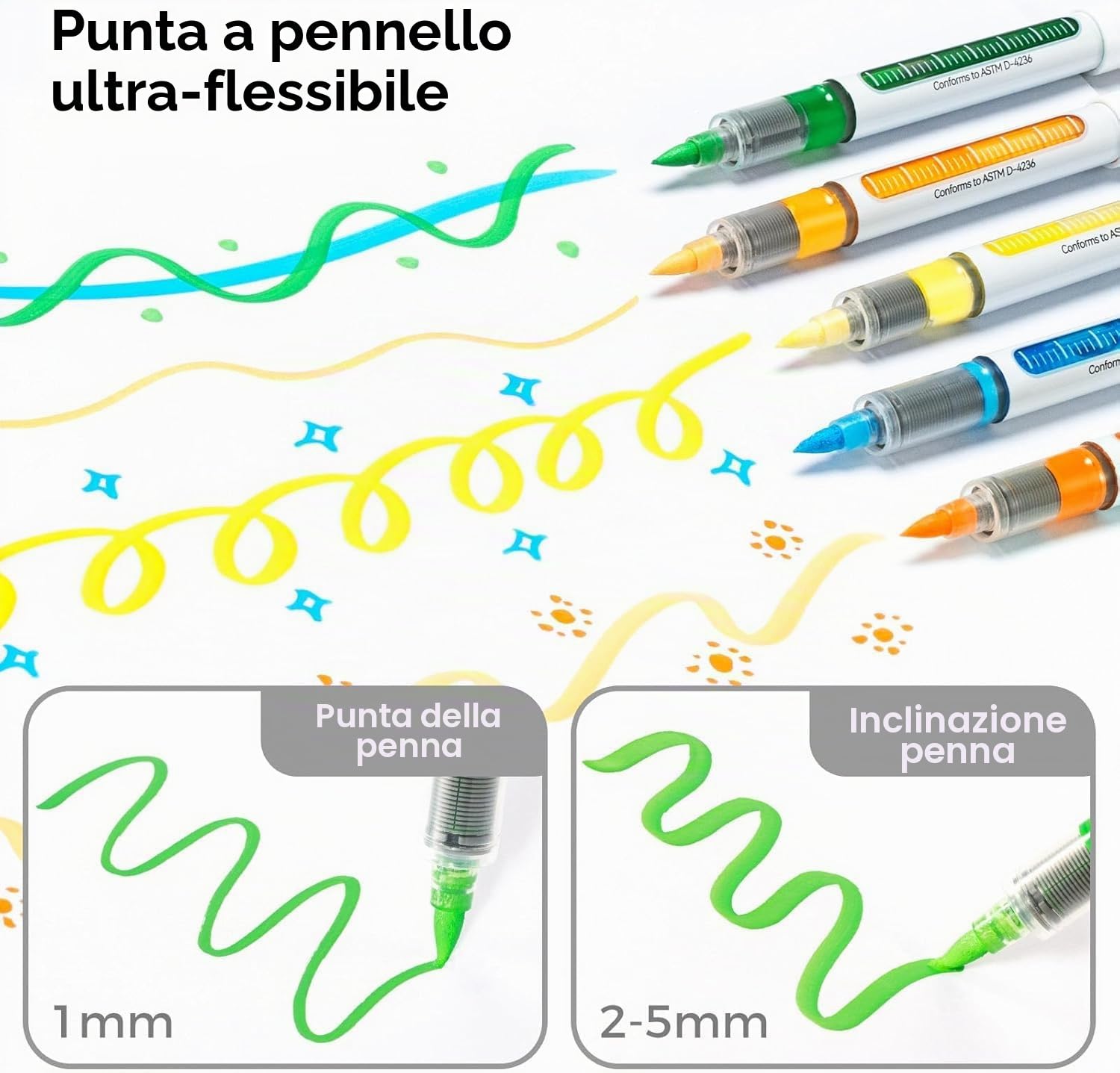 Ohuhu Pennarelli Acrilici 72 Punta Pennello Alta Opacità per DIY Fai da Te | Punta Pennello Flessibile 1-5mm Liquido Diretto Resistente all'Acqua Luce per Uova Pasqua Legno Vetro Ceramica - Nahuku