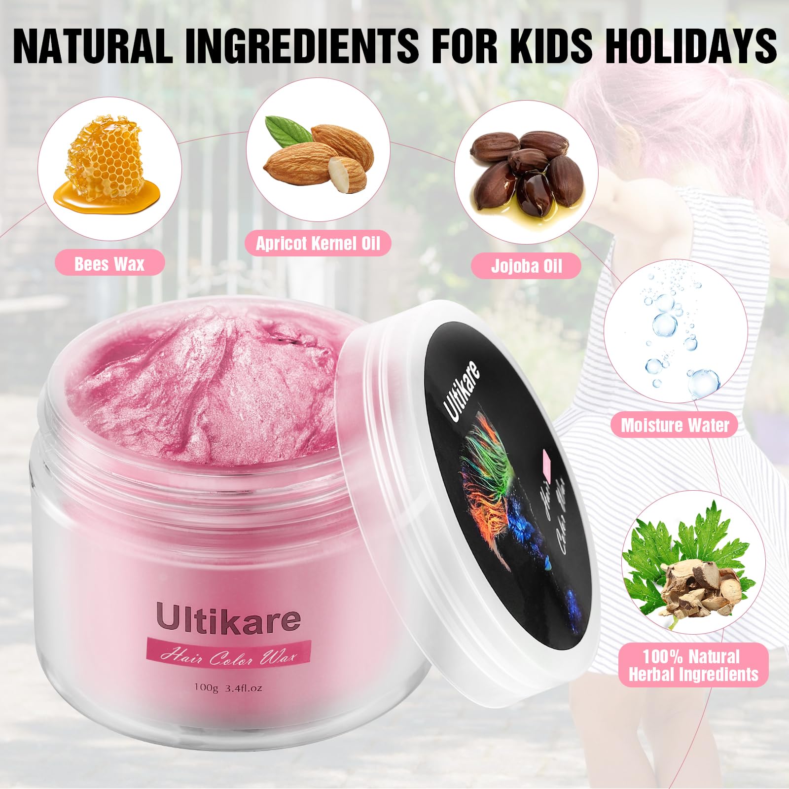 Cera de color para el cabello, cera temporal para el cabello, crema instantánea para el cabello, lavable, pomada de color natural, para hombres y mujeres, para fiestas, cosplay y Halloween