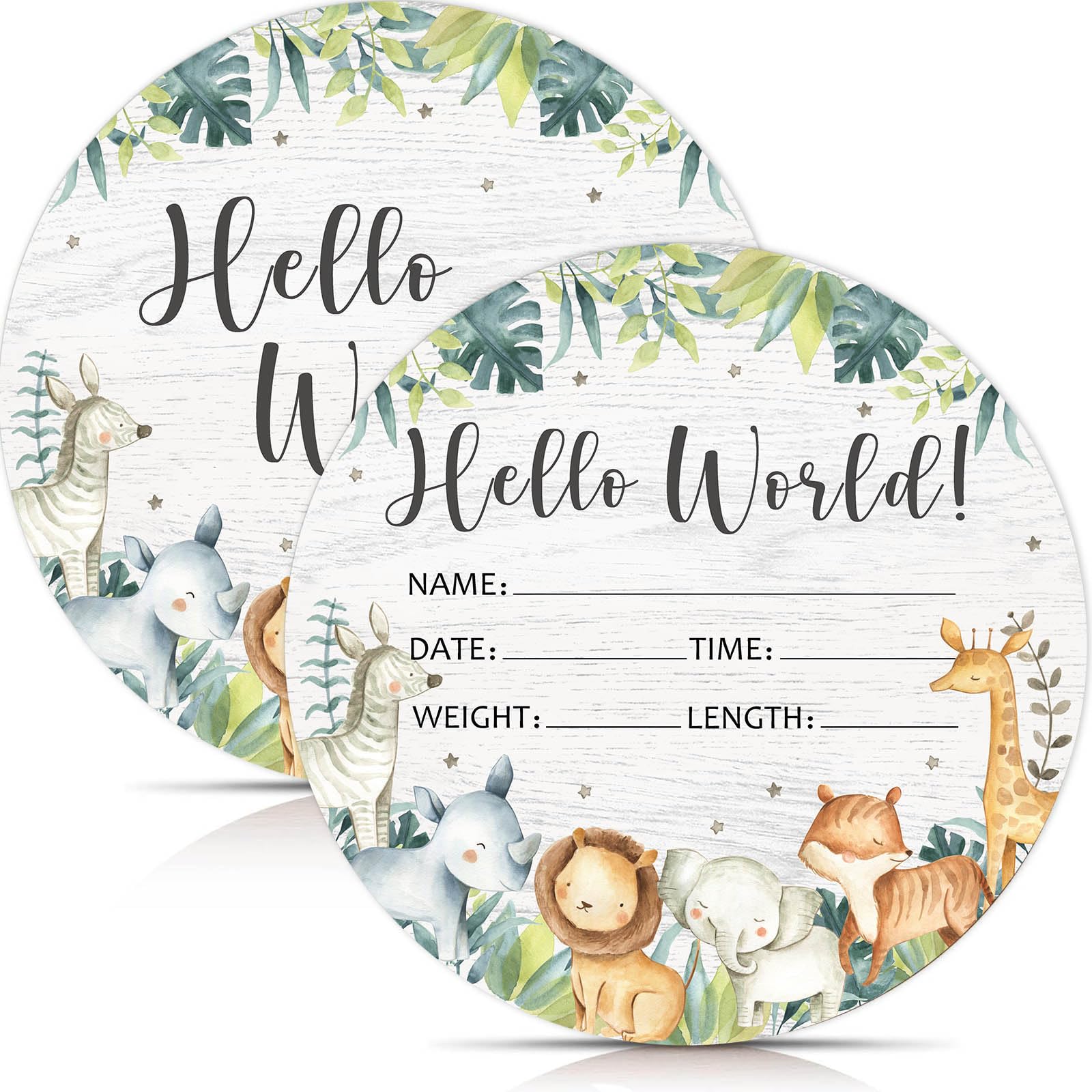 Birth Stat Sign for Newborn, Safari Animals Baby Announcement, Jungle Hello World Name Sign for Hospital Birth Announcement, Gift for New Mom, Baby