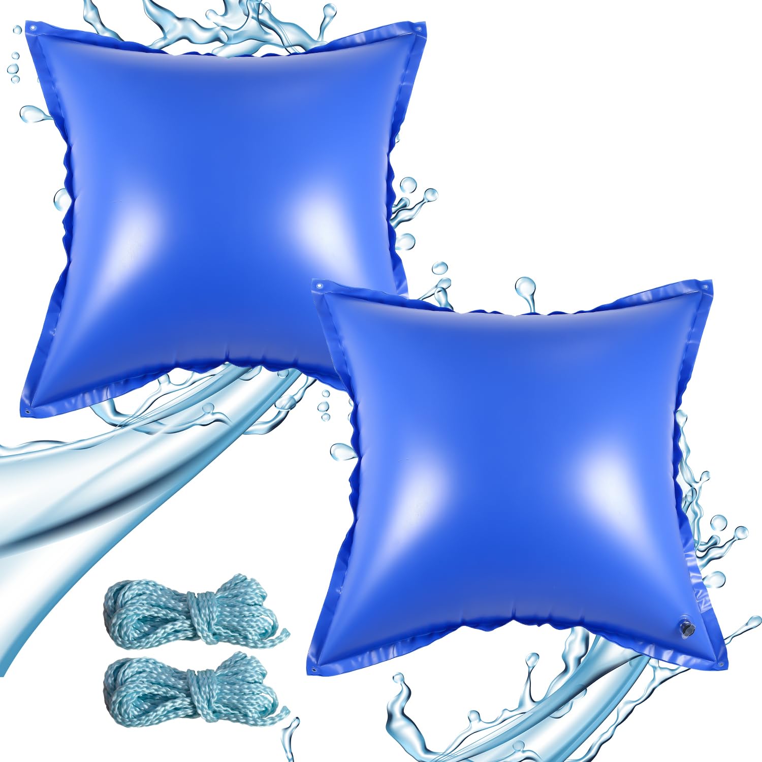 Cojín de piscina de invierno para piscina, cojín de aire de 120 x 120 cm, cojín de invierno con válvula de seguridad, con cuerda de 8 m para la mayoría de tipos, cojines de piscina, cojín