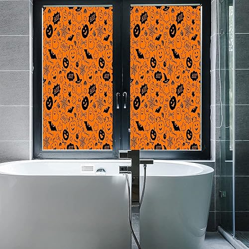 Miniatura 5 de Película de ventana 3D de Halloween, patrón de estilo de Halloween, para puerta de cristal, baño, sala de estar, 17.7 pulgadas de ancho x 23.6