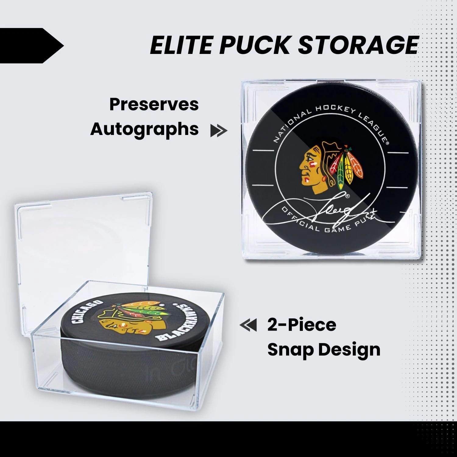 (6 Count) Display Zone Hockey Puck Display Case - Fits Official Size NHL Ice Hockey Puck - Crystal Clear Holder Stand