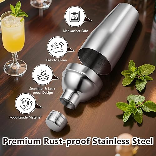 Miniatura 3 de Kit de camarero, juego de coctelera profesional de 23 piezas con soporte para coctelera, cuchara jiggers Cocksrew, todos los accesorios esenciales