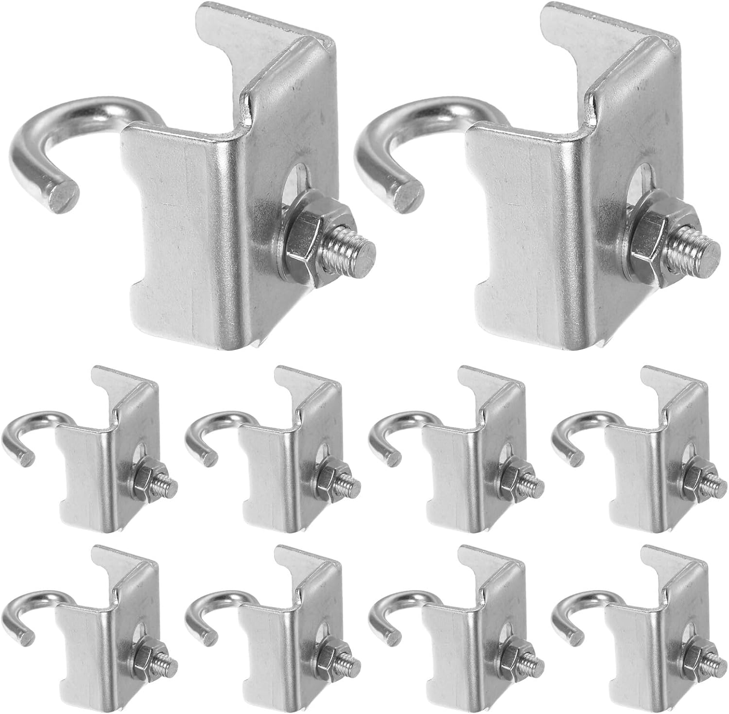 10pcs Heavy Duty Galvanized J-Shaped Hook Pipe Shelf Support with Open Cup Bolt for Warehouse Storage Rack Accessories