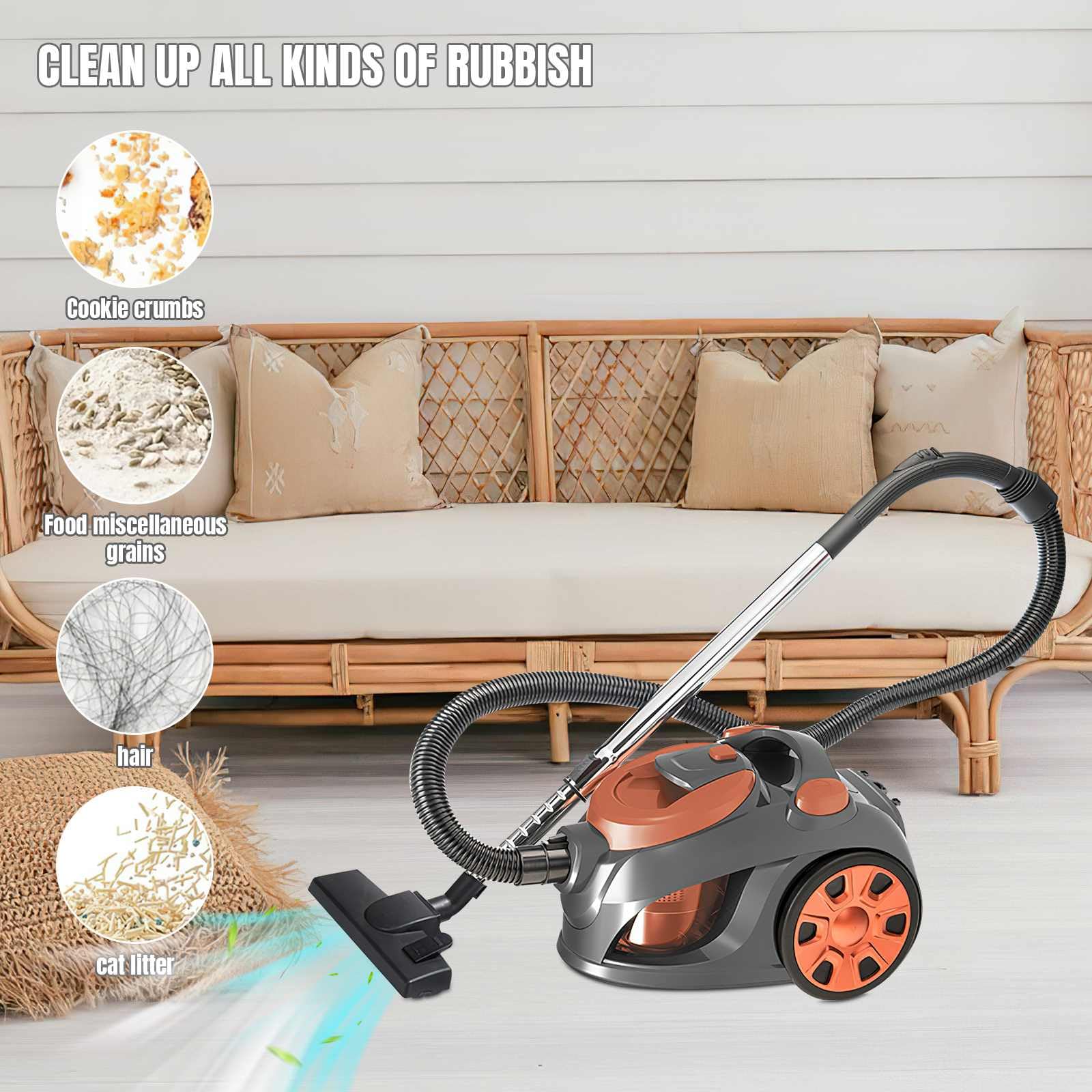 Aspirateur Traîneau sans Sac 3300W Haute Puissance - Aspirateur Cyclonique avec Capacité 3,5L, pour Poils d'animaux, Tapis et Sols Durs, Filtration Haute Efficacité