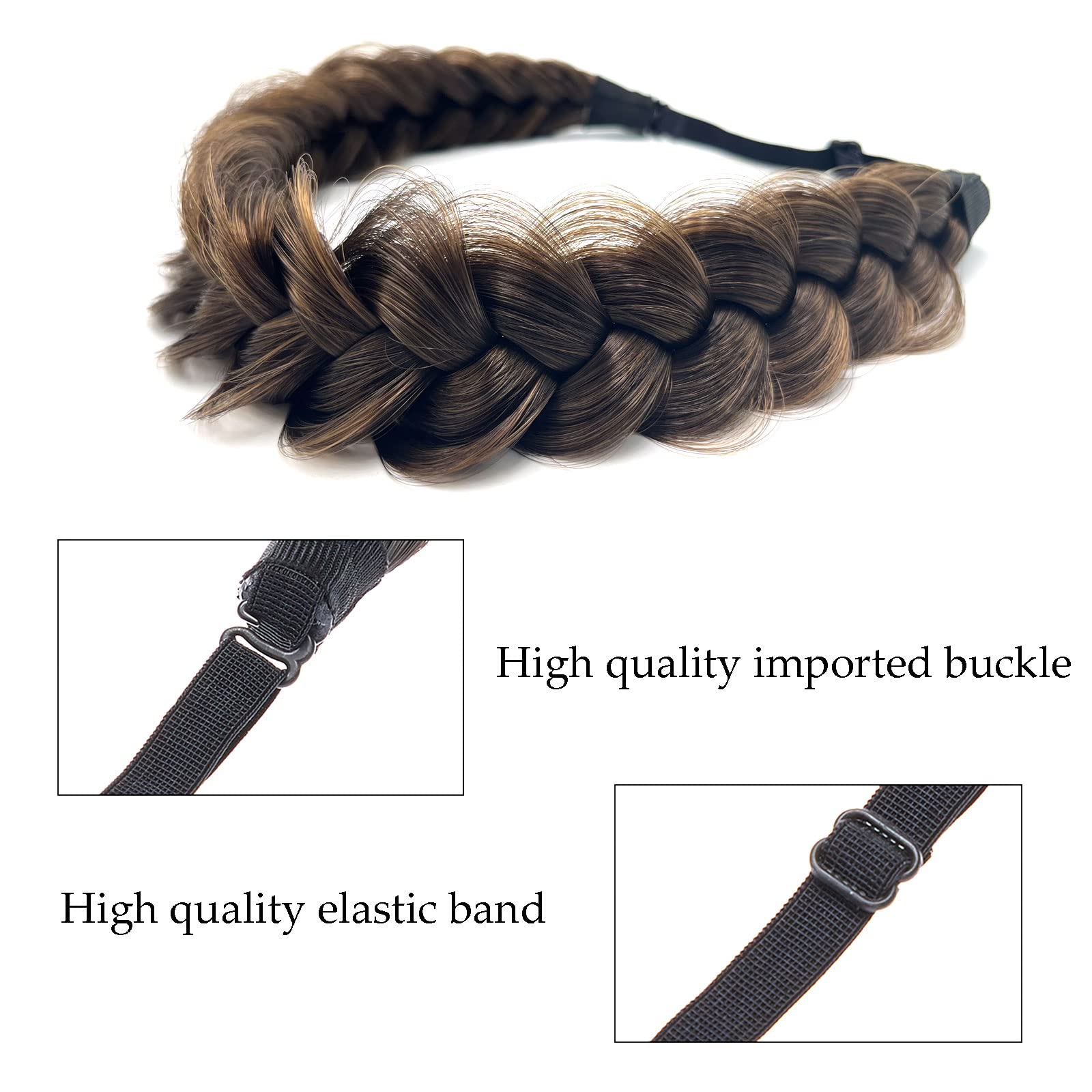 ⭐Women Synthetic Hair Braided Headband Classic Wide Strands Fluffy Braids Amazon.com : DIGUAN Thick Wide 2 Strands Synthetic Hair  main image 2