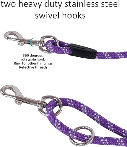 Miniatura 4 de Correa de cuerda larga para entrenamiento de perros de 16 pies, 30 pies, 50 pies, 100 pies, hilos reflectantes, cable de verificación, entrenamiento