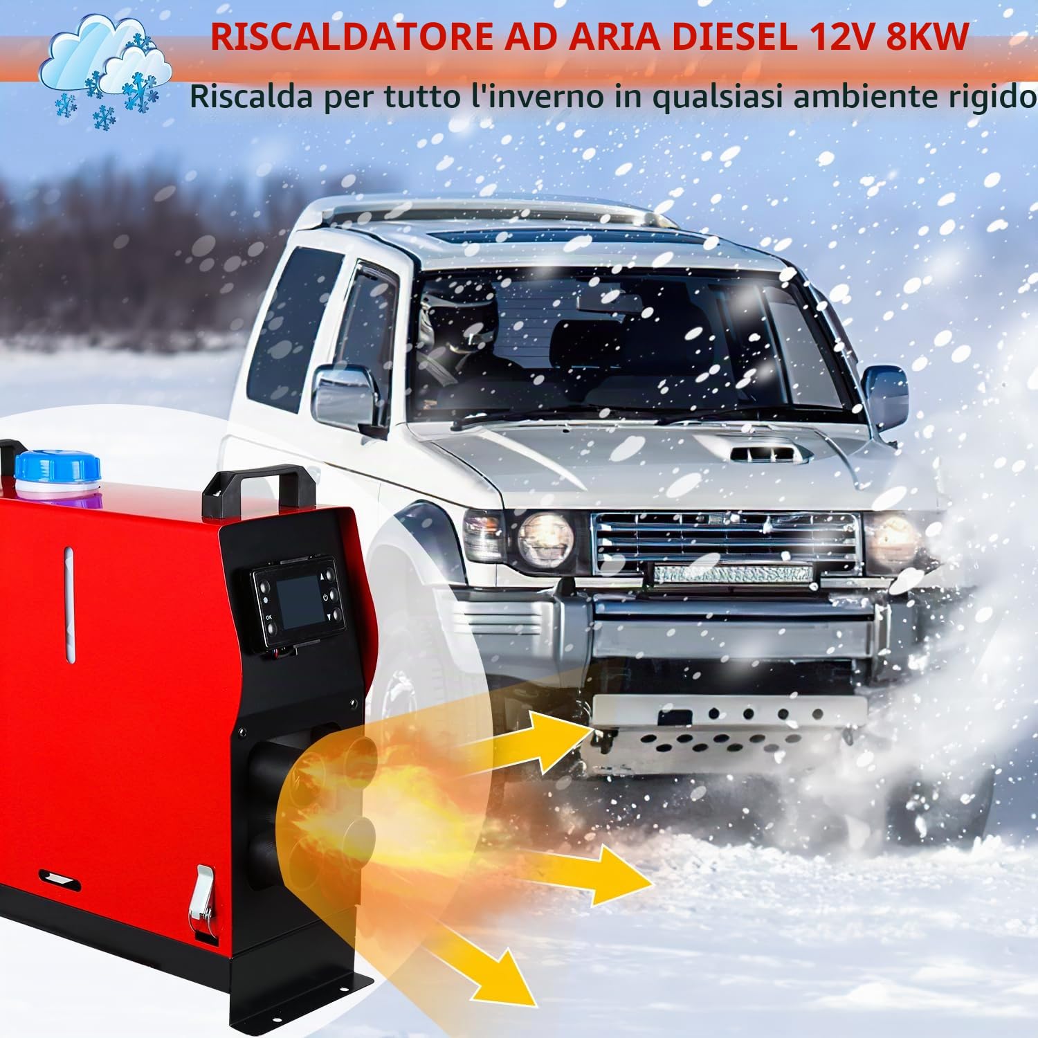 Ikodm Riscaldatore Diesel da 12 V, 8 kW, Riscaldamento Diesel da Parcheggio, Riscaldamento ad Aria Diesel con Telecomando, Interruttore LCD, Monitor silenziatore per Camion, Camper, Barche Auto