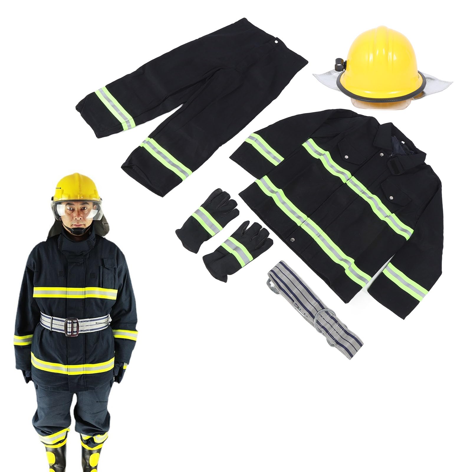 Fafeicy Traje de Seguridad Ignífugo, Alta Visibilidad, Aislamiento Térmico, Ropa Protectora, Ropa de Trabajo Química, Protección para Todo Tipo de Clima, Comodidad y Movilidad, Visibilidad Mejorada,