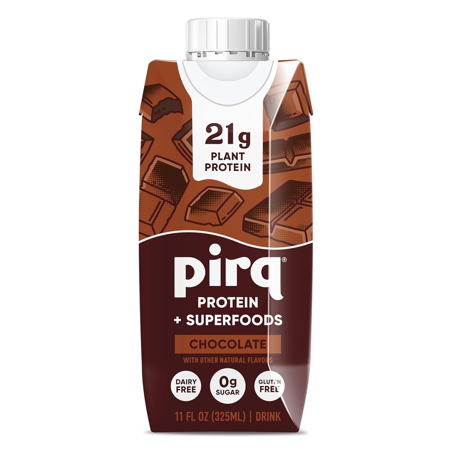 Pirq, 21g Plant Based Protein Shake, 25 Superfoods, Vegan Protein, Dairy-Free, Gluten & Soy Free, Kosher, Keto, Low Carb, Low Calorie (Chocolate, 3-4 Packs)