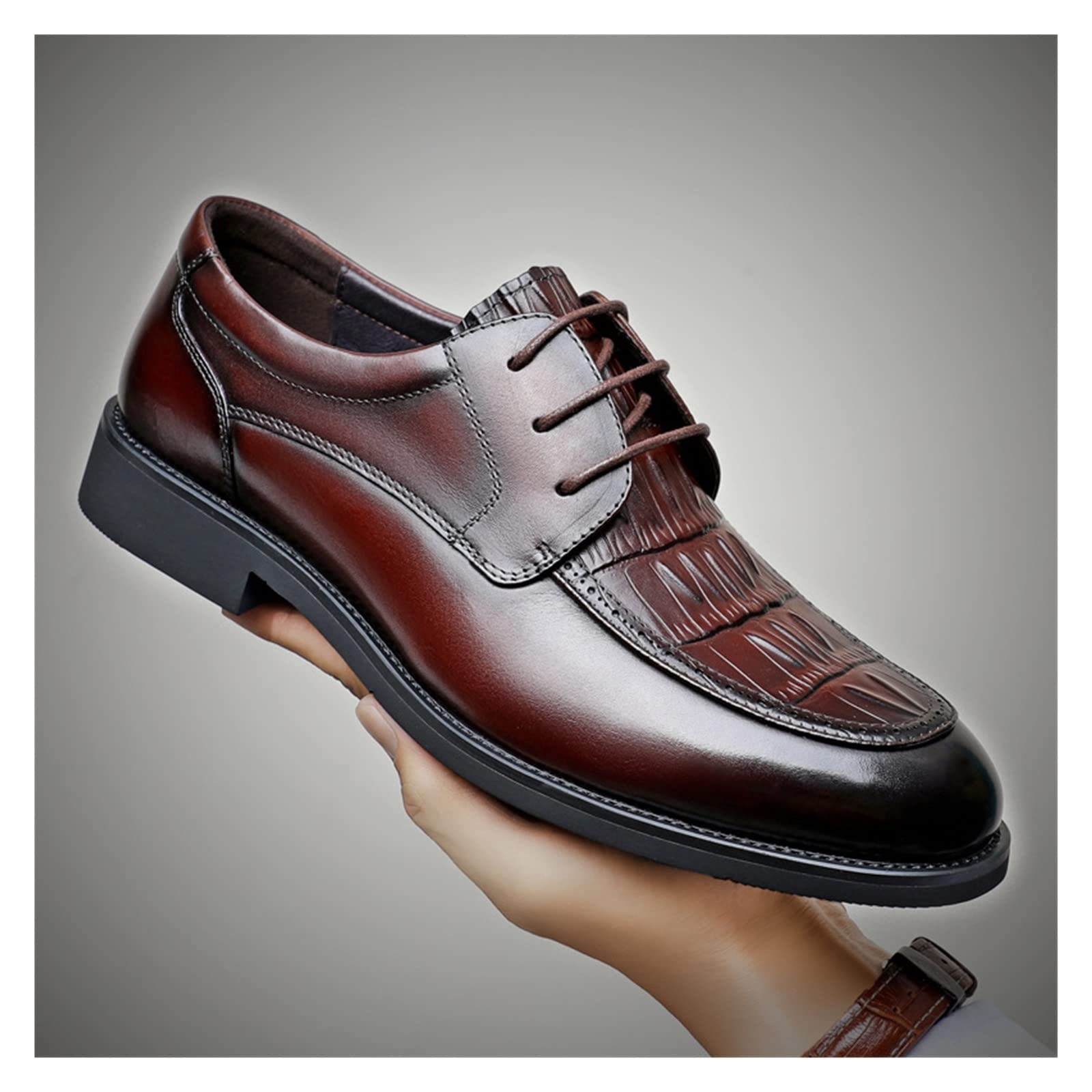 CARZE Scarpe da Uomo in Vera Pelle Scarpe da Sposo da Cerimonia for Abiti da Cerimonia Scarpe da Uomo in Pelle Casual da Lavoro da Uomo Scarpe Eleganti da Uomo(BrownA,40)