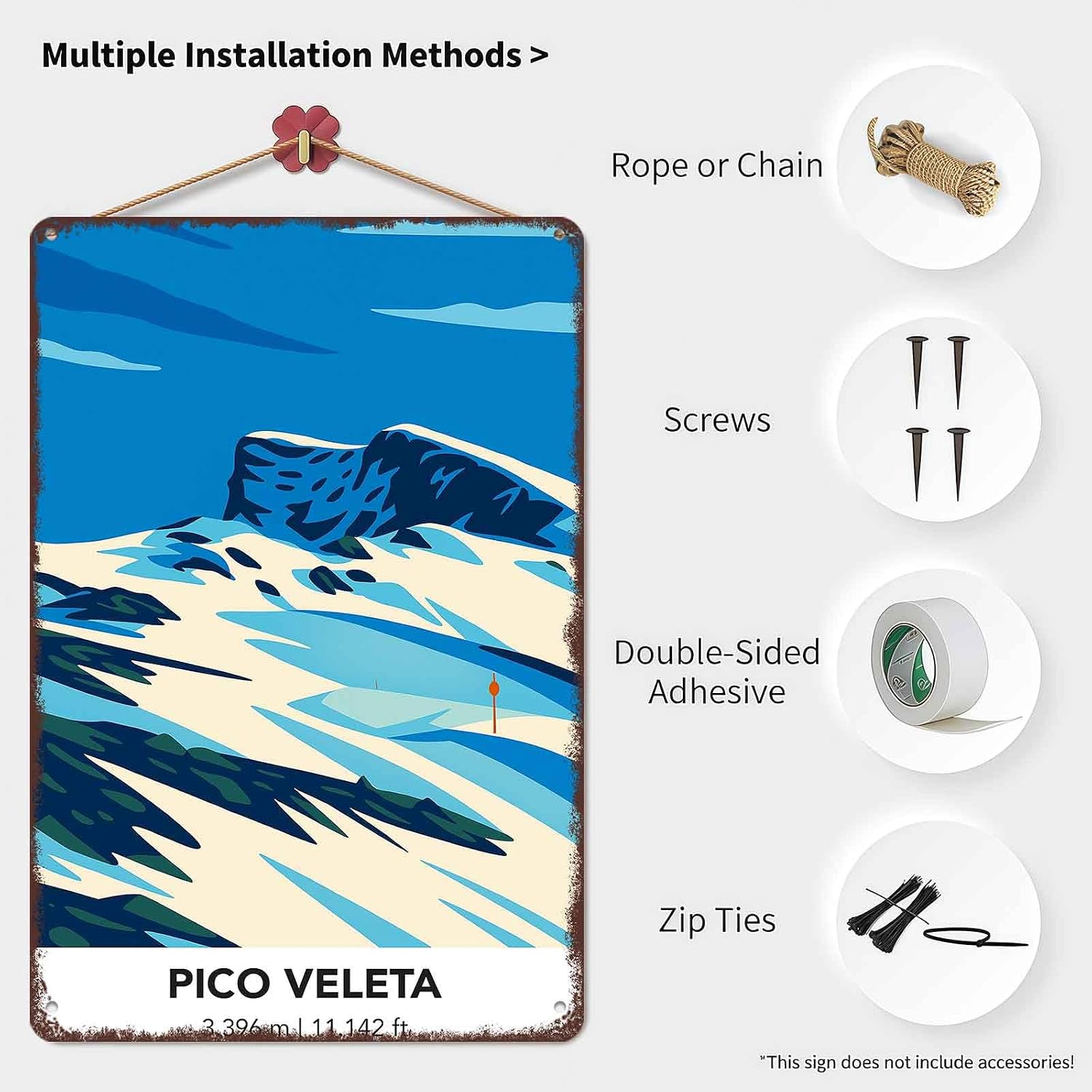 Pico Veleta Mountain Landscape Vintage Travel Metal Sign 8 x 12 Inch image 3