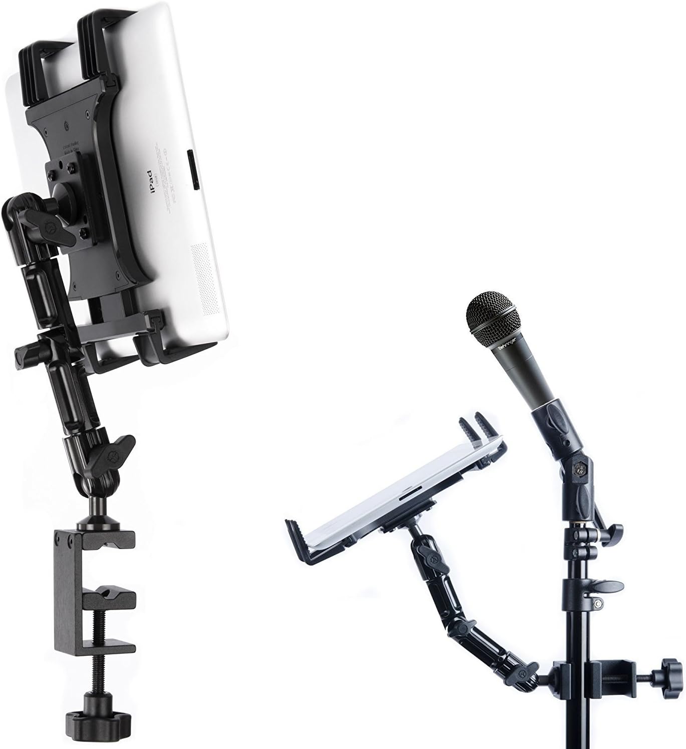 Tackform Tablet Mount for Microphone Stand - Professional Grade Holder - Compatible with iPad, Galaxy Tab, and More.