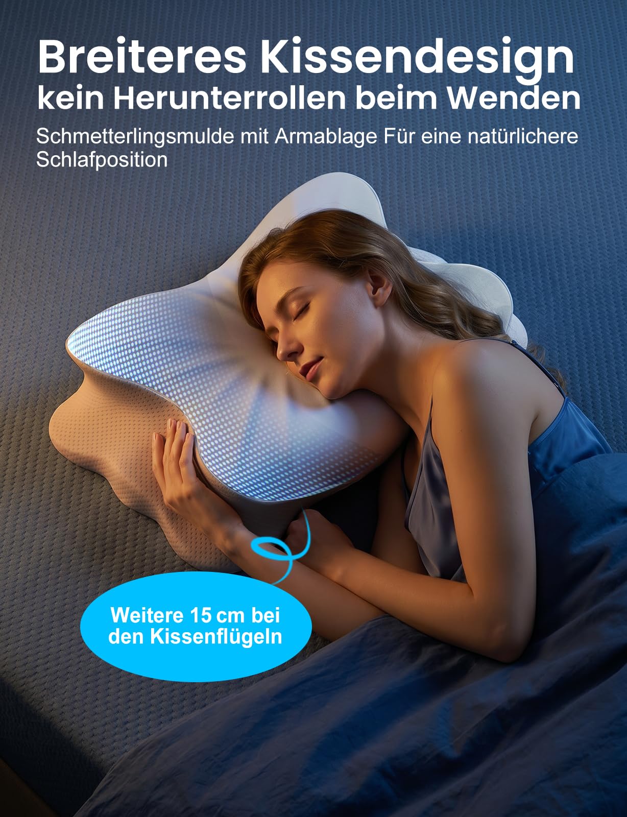 Nackenkissen, Nackenstützkissen, Memory Foam Kissen, Seitenschläferkissen, Schmetterlingskissen, Ergonomisches Kopfkissen, für Rücken-, Seiten- und Bauchschläfer, Abnehmbarer Bezug