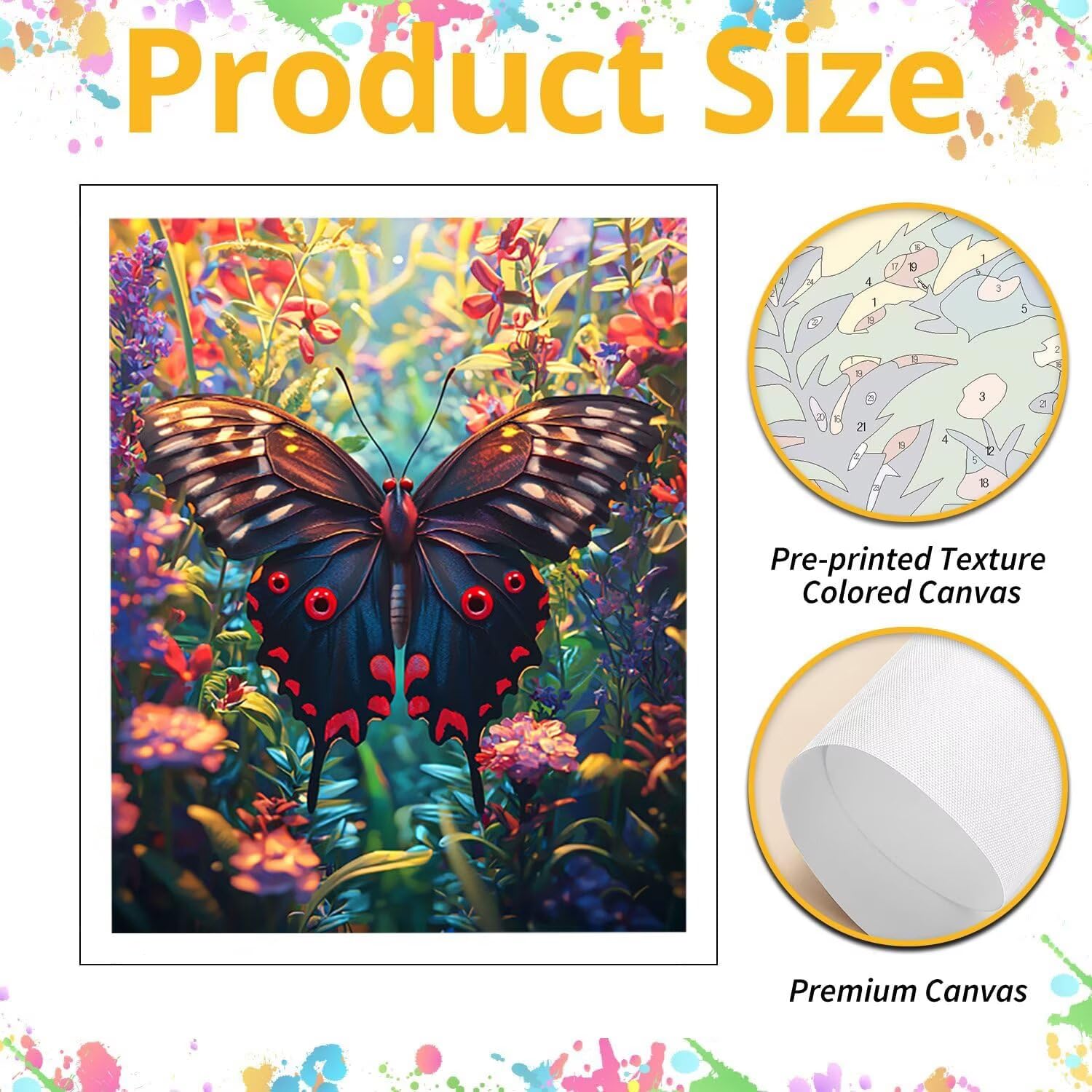 WEISHIWE Kolorowy motyl Malarstwo Numery Zestawy dla dorosłych, 60x80cm m-39