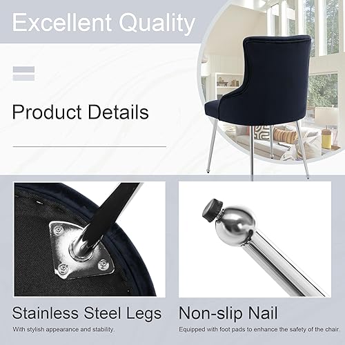 Miniatura 33 de Silla de tocador de terciopelo con respaldo, moderna silla pequeña sin brazos con patas de metal, silla auxiliar tapizada para sala de estar, Gris