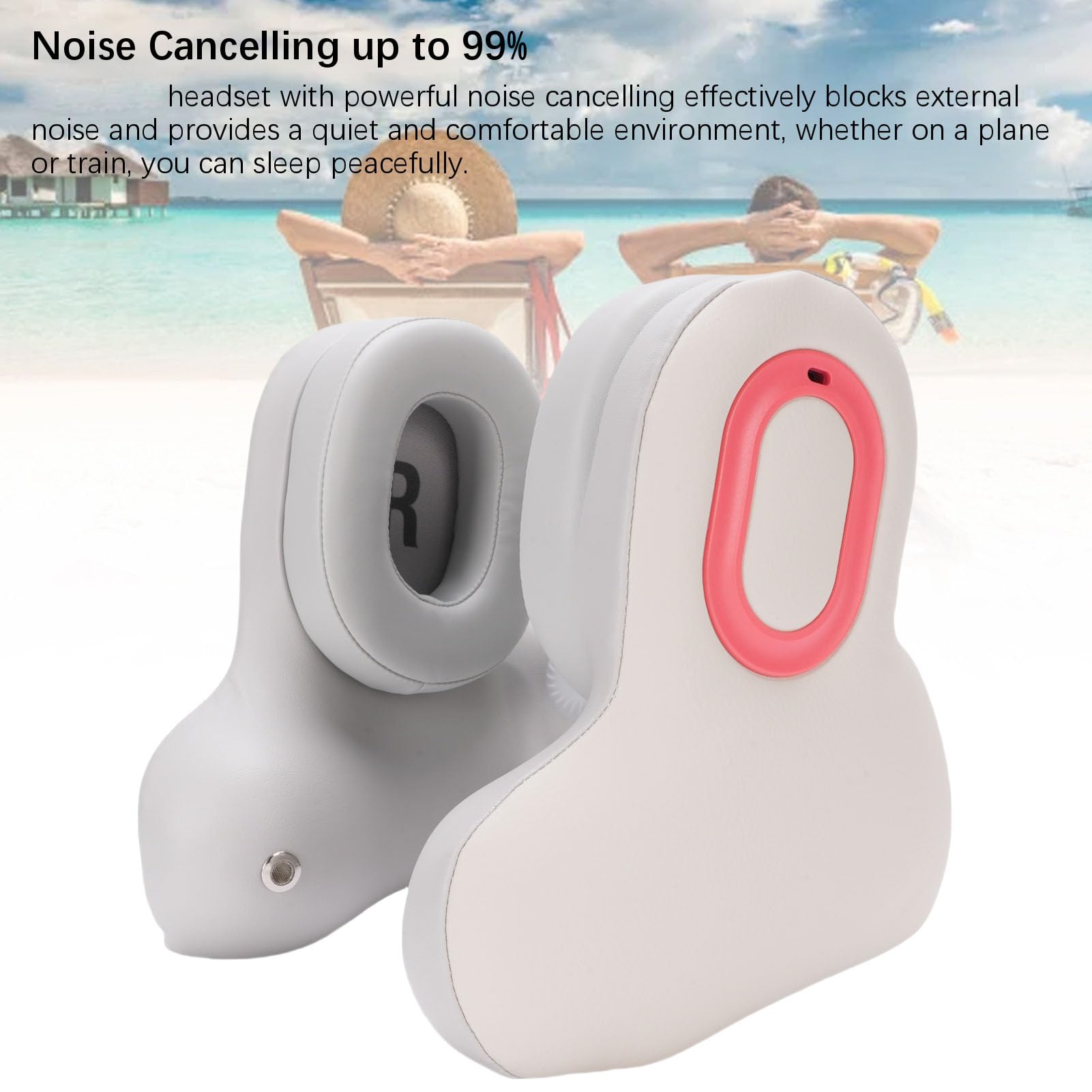 banapoy Reise-Nacken Kissen mit Bluetooth-Headset, Memory-Schaum-Flugzeug Kissen U-Form Reise Musik Headset mit Geräusch Unterdrückung, Heiz Funktion, für Flug, Auto, Büro