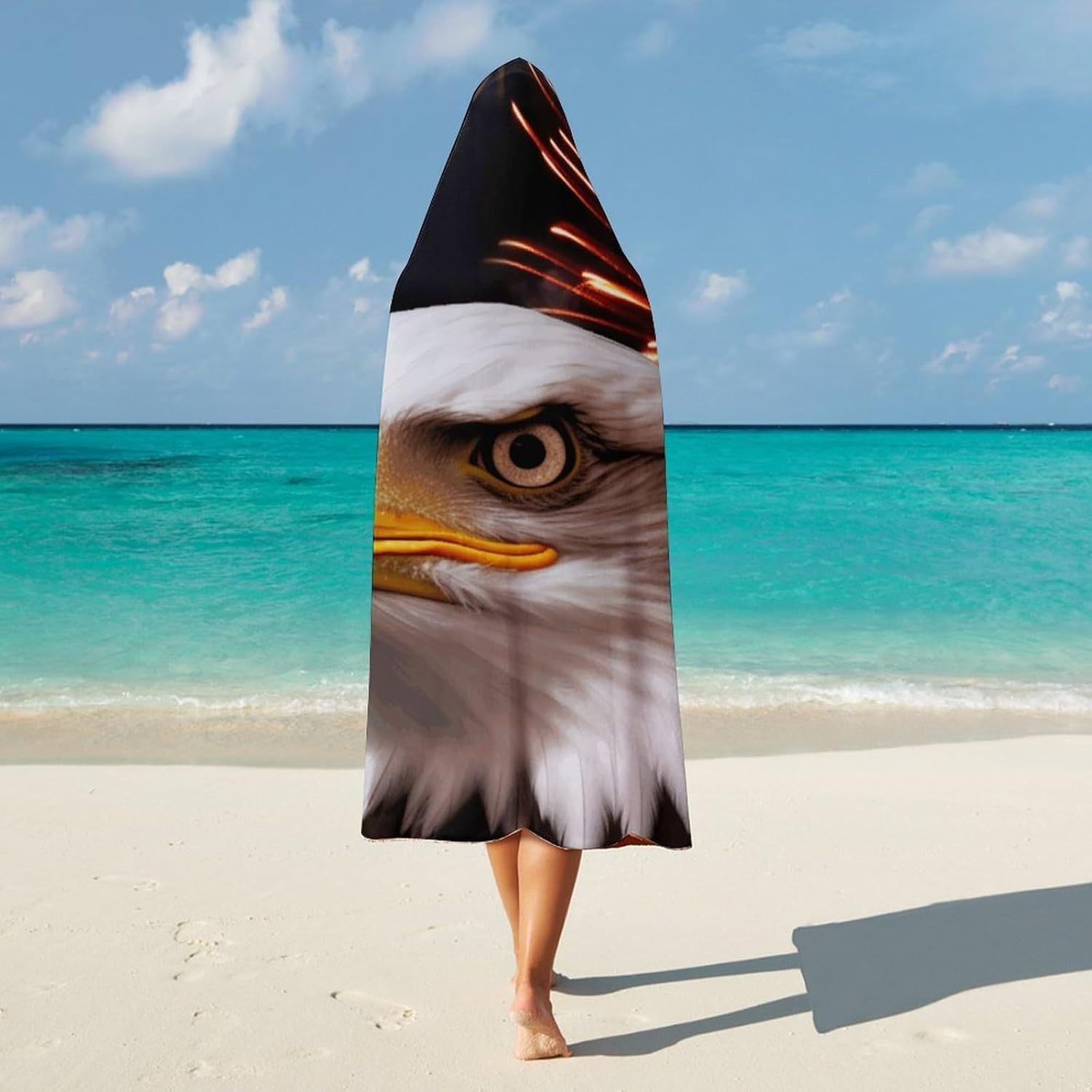 Eagle Wearable Hooded Blanket, Ultra Soft Arctic Velvet Cape Cloak Unisex - Cozy Wearable Blanket