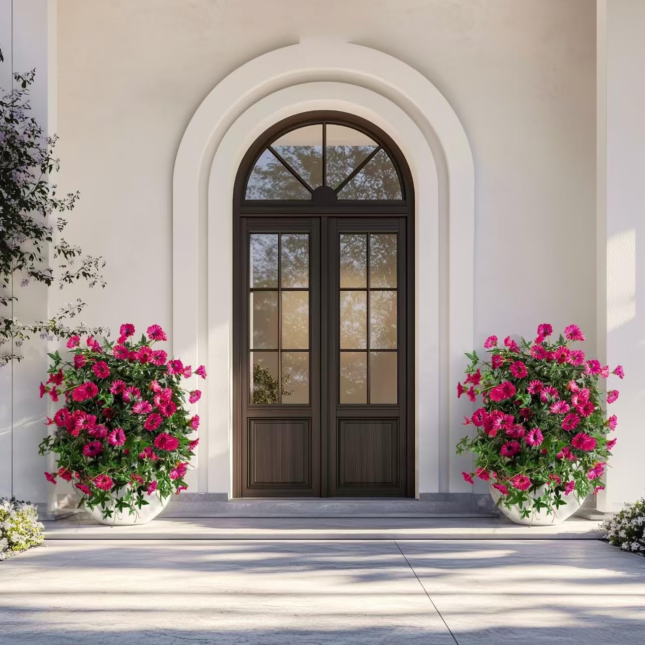 Artificial Flowers Artificial Petunias for Outdoors 2PCS Artificial Hanging Plants Outdoors Silk Flowers with Stems Outdoor Flowers Uv Resistant for Porch Terrace Decor,Rose Red,Without Pot - Image 9