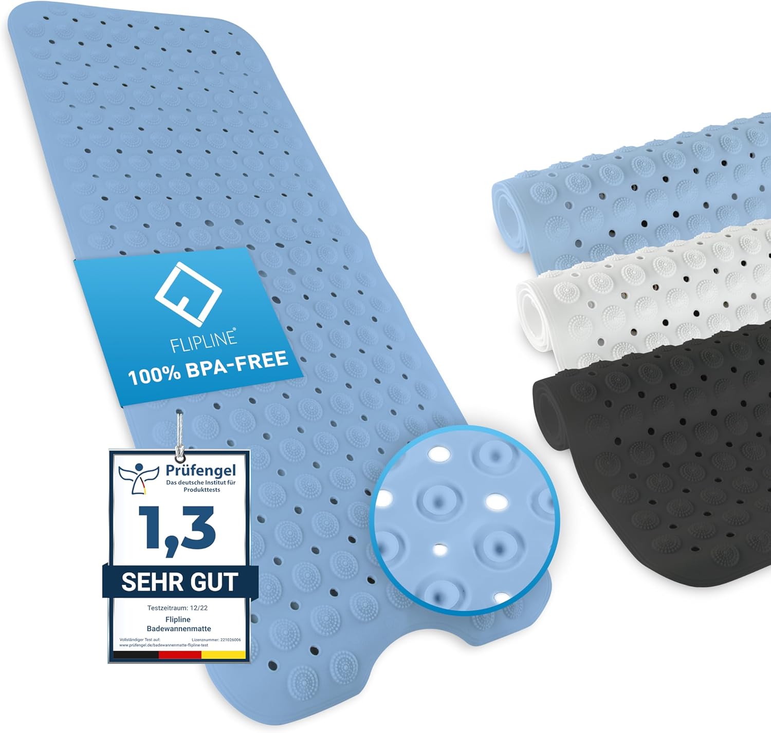 Flipline Natura Bathtub Mat, 100 BPAFree Bathtub Mat NonSlip for