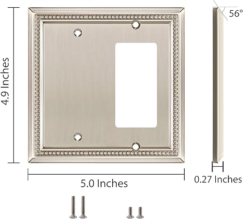 Vista 405 de Henne Bery Sunken Pearls - placa decorativa de pared para interruptor (Palanca simple, 2 unidades, níquel satinado)