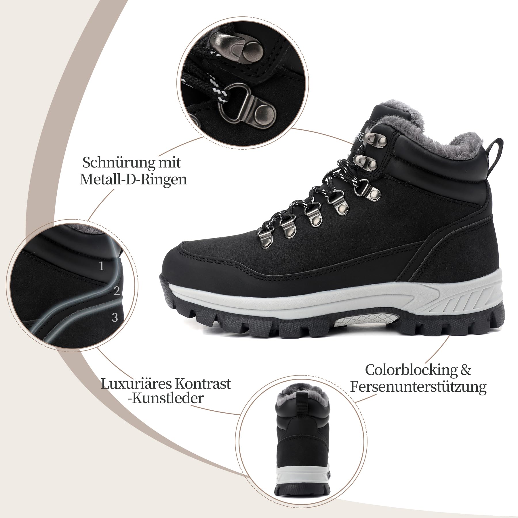 Winterstiefel Herren Damen Warm Gefüttert Schneestiefel Rutschfest Winterschuhe