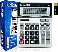 Empire Desk Calculator: 12-Digit Angled Display, Large Responsive Buttons, Solar & Battery Powered for Office, Home & Students