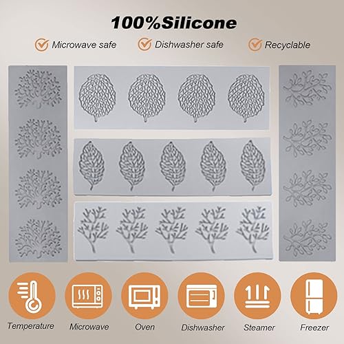 Miniatura 4 de 5 moldes de silicona con forma de hojas, moldes de silicona para hojas, molde de vela de hojas 3D, molde de silicona de encaje para pastel, moldes