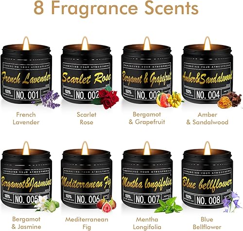 Miniatura 2 de Juego de 8 velas perfumadas para regalo, paquete de 8 velas perfumadas para el hogar, velas para mujeres y hombres, juego de velas de aromaterapia