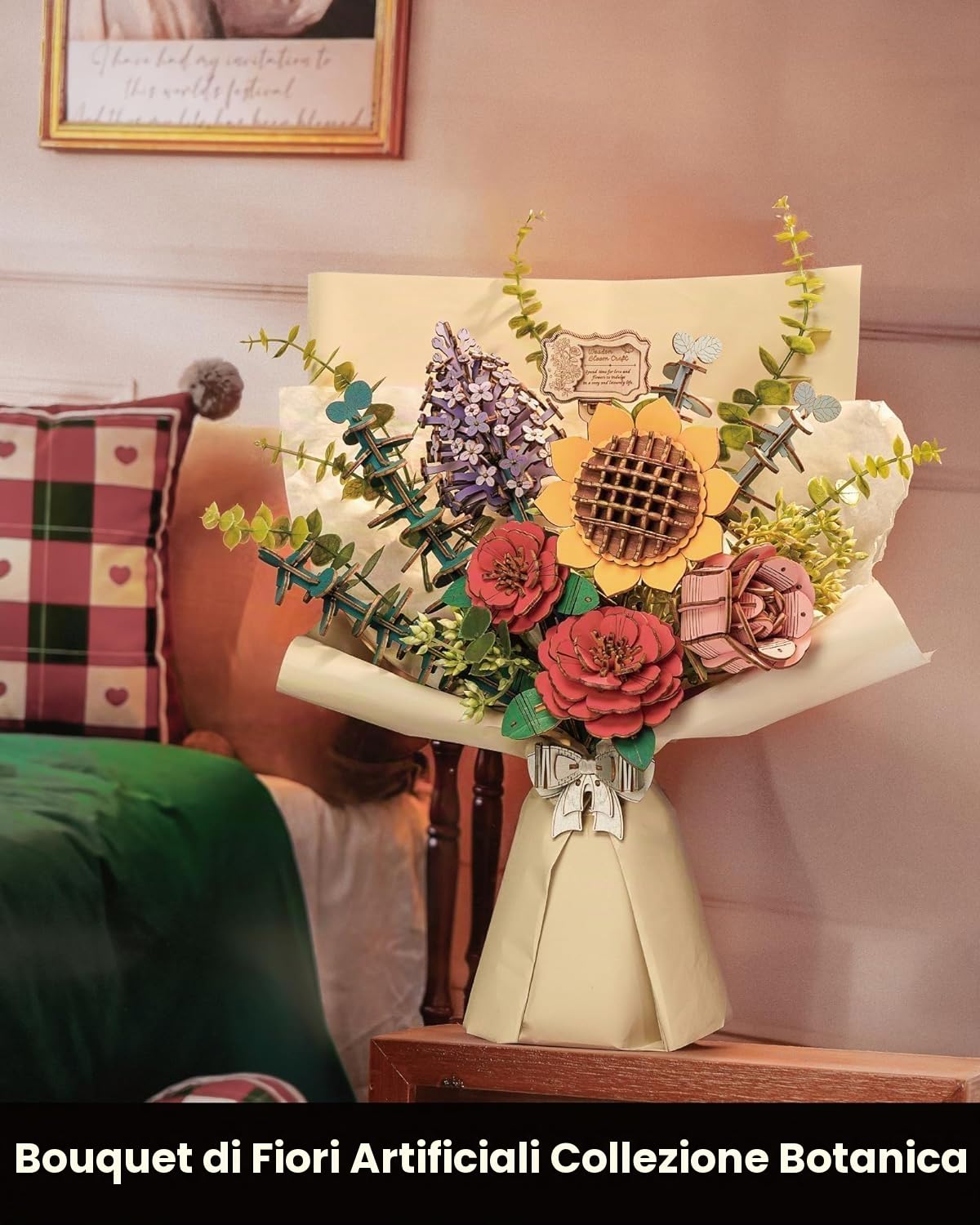 ROBOTIME Fiori Secchi Decorativi, Puzzle 3D in Legno, Modellismo da Costruire Adulti, Regali Compleanno Donna San Valentino, Decorazione per la Casa, Bouquet di Fiori, TW01H