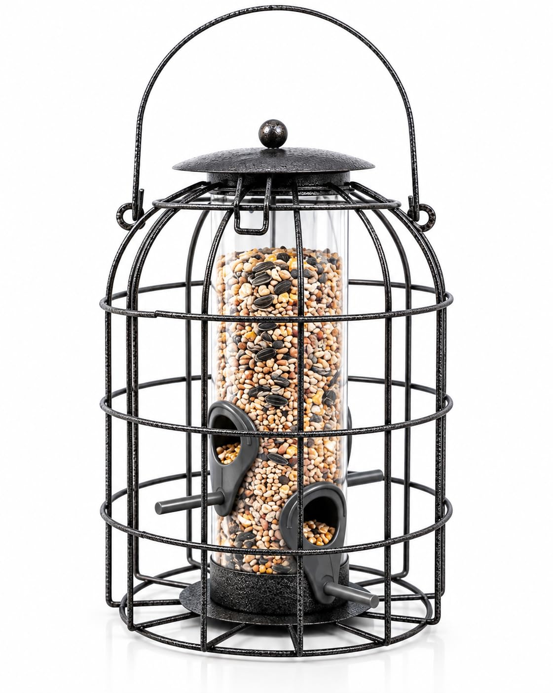 Unibos | Dome Caged Bird Seed Feeder Squirrel Proof –All Weather Rustproof Garden Bird Feeder – Heavy Duty Metal Hanging Outdoor Feeder With Easy Fill Lid – Anti Pigeon & Dove Cage (Seed Feeder)