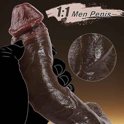 Miniatura 6 de Consolador realista para principiantes, consoladores negros de silicona suave de 8.4 pulgadas con fuerte ventosa para jugar con manos libres, pene