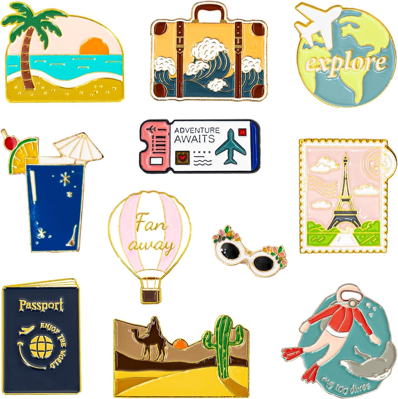 Enamel Pin Badges Brooch Pins Badges Metal Badge Pins Fashional Accessory for Women Teenager Suitable for Clothing Bags Jackets DIY Crafts