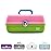 Caboodles On-The-Go Girl Makeup Box, Two-Tone Pink on Neon Green, Hard Plastic Makeup Organizer Box, Built-In Mirror, Secure Latch for Safe Travel, Spacious Storage for Large Items