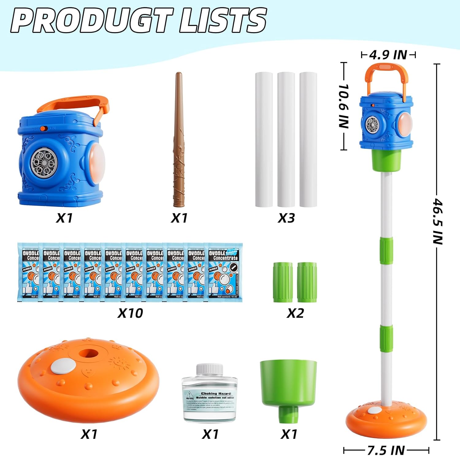 2-in-1 Remote Street Lamp Bubble Machine for Kids 3-6 4-8 Years Old, Summer Outdoor Bubble Maker Toys with Lights for Boys and Girls 3 4 5 6 7 8+ Birthday Wedding Party Gifts
