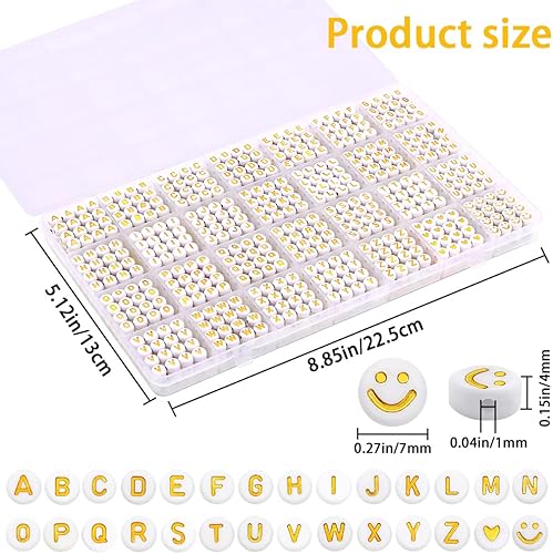 Miniatura 2 de XIMISHOP 1400 cuentas redondas de letras para la fabricación de joyas, 28 estilos dorados del alfabeto A-Z, cuentas acrílicas para hacer pulseras