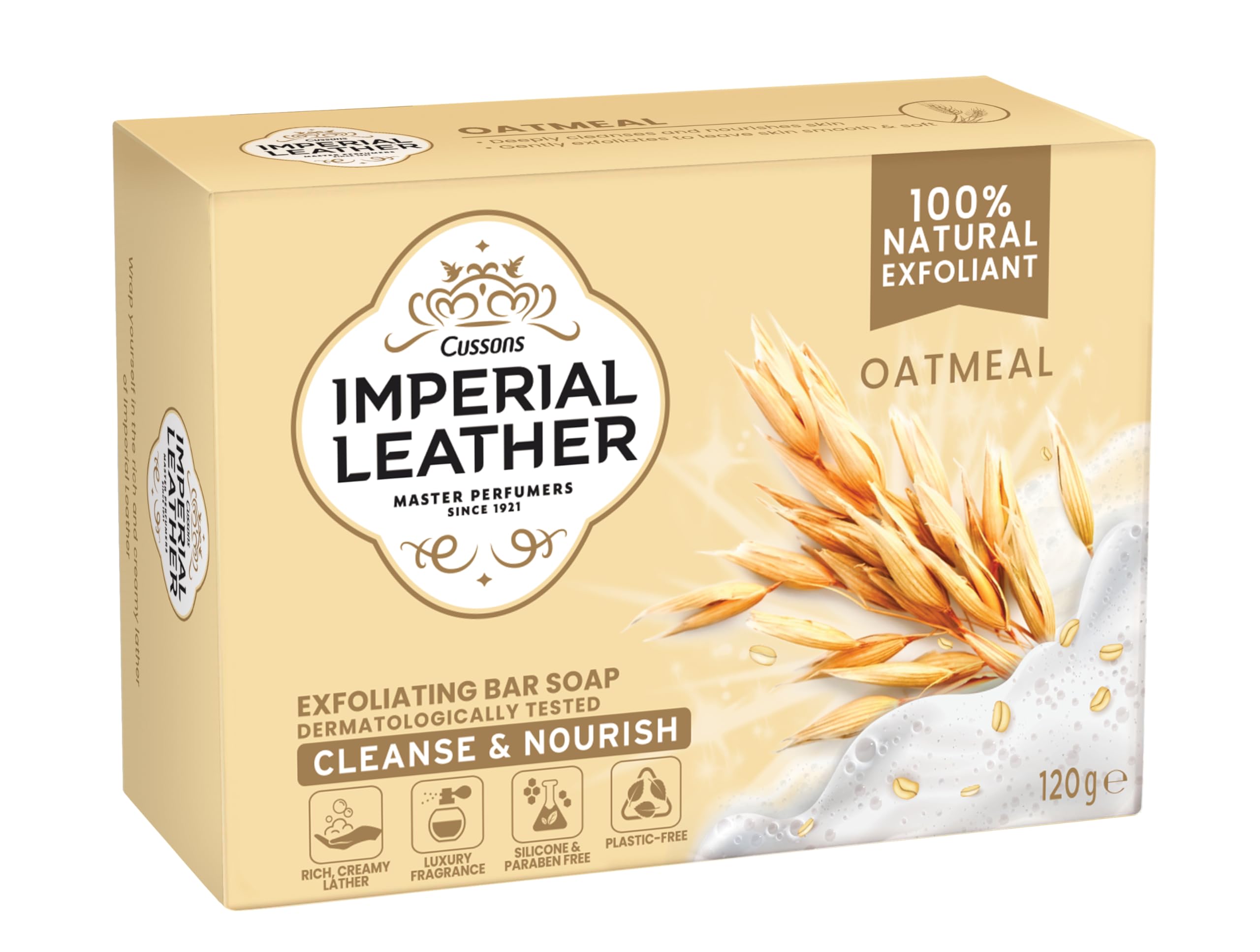 Imperial Leather Oatmeal Exfoliating Bar Soap, Bulk Buy, Pack 12 x 120g, Oaty Cream, 1.44 kg (Pack of 1) - Image 2