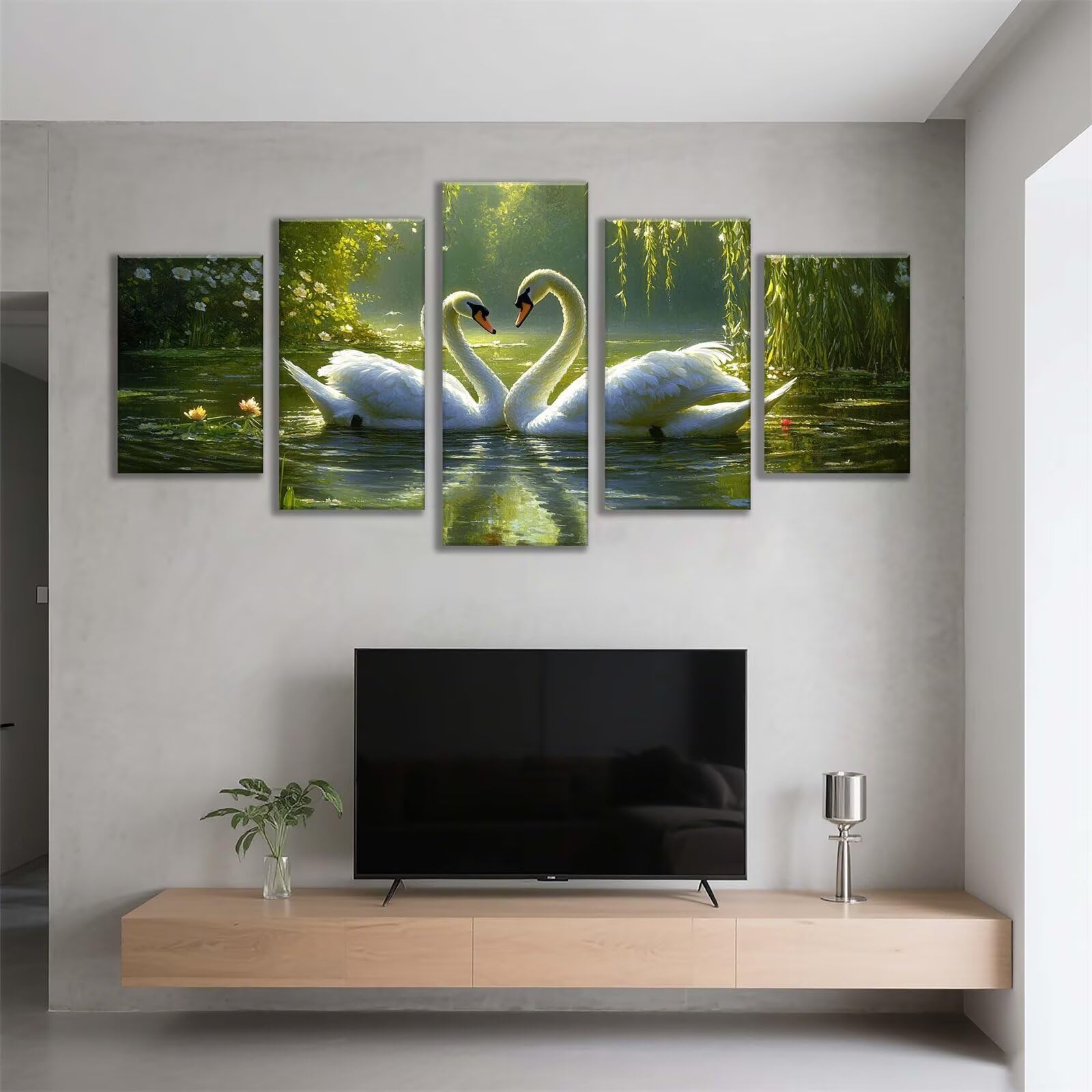 5 sztuk diamentowe malowanie łabędź staw, zestawy do malowania diamentowego dla dorosłych, DIY diamentowa sztuka diamentowa malowanie dzieci, diamentowe malowanie zestawy do haftu do domu dekoracje