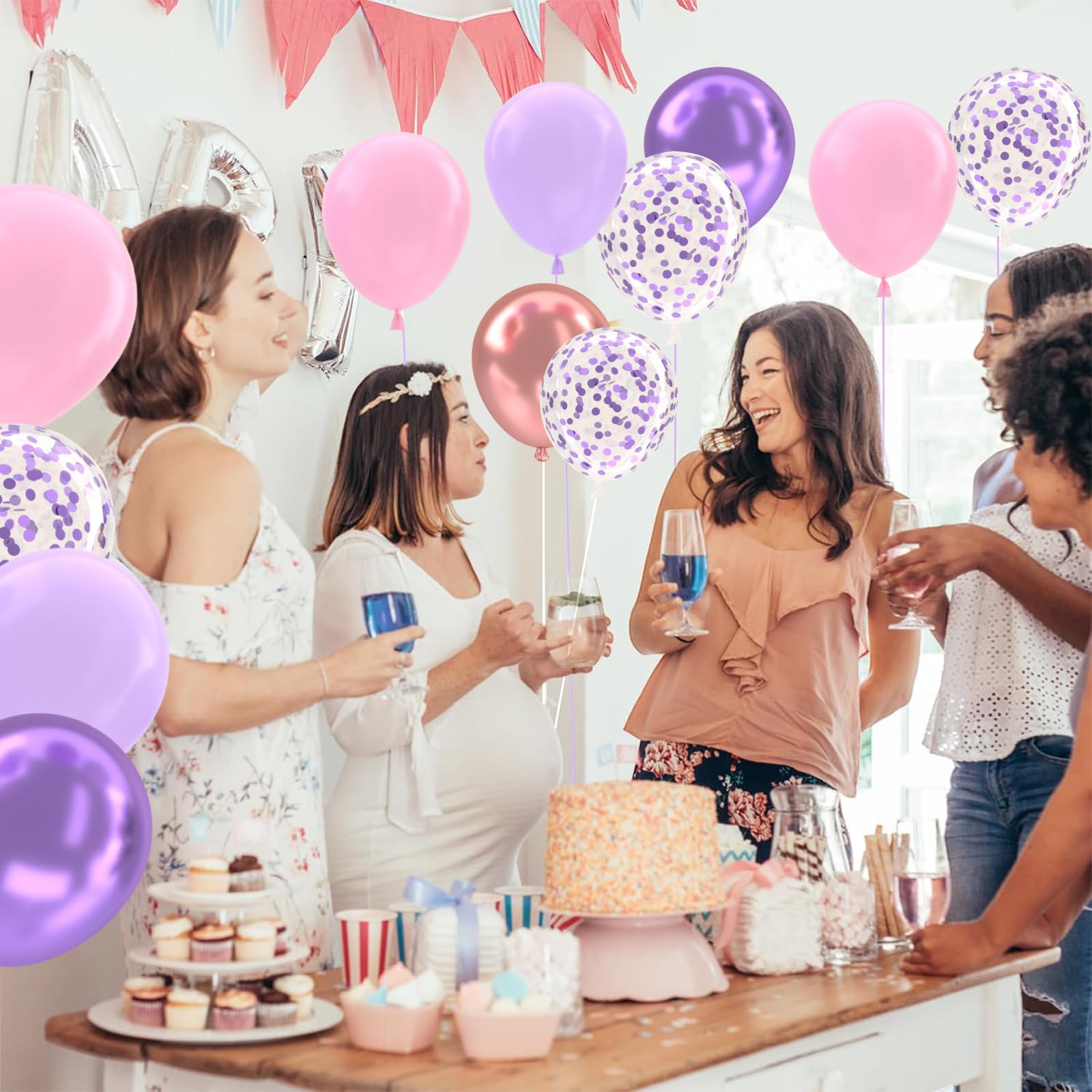 Paarse Ballonnen, Set van 30 Paarse Metallic Latex Ballonnen 12 inch 30,5 cm Heldere Ballon met Lint voor Vrouwen Jongens Meisjes Verjaardagsfeest Bruiloft Doop Afstuderen Decoraties