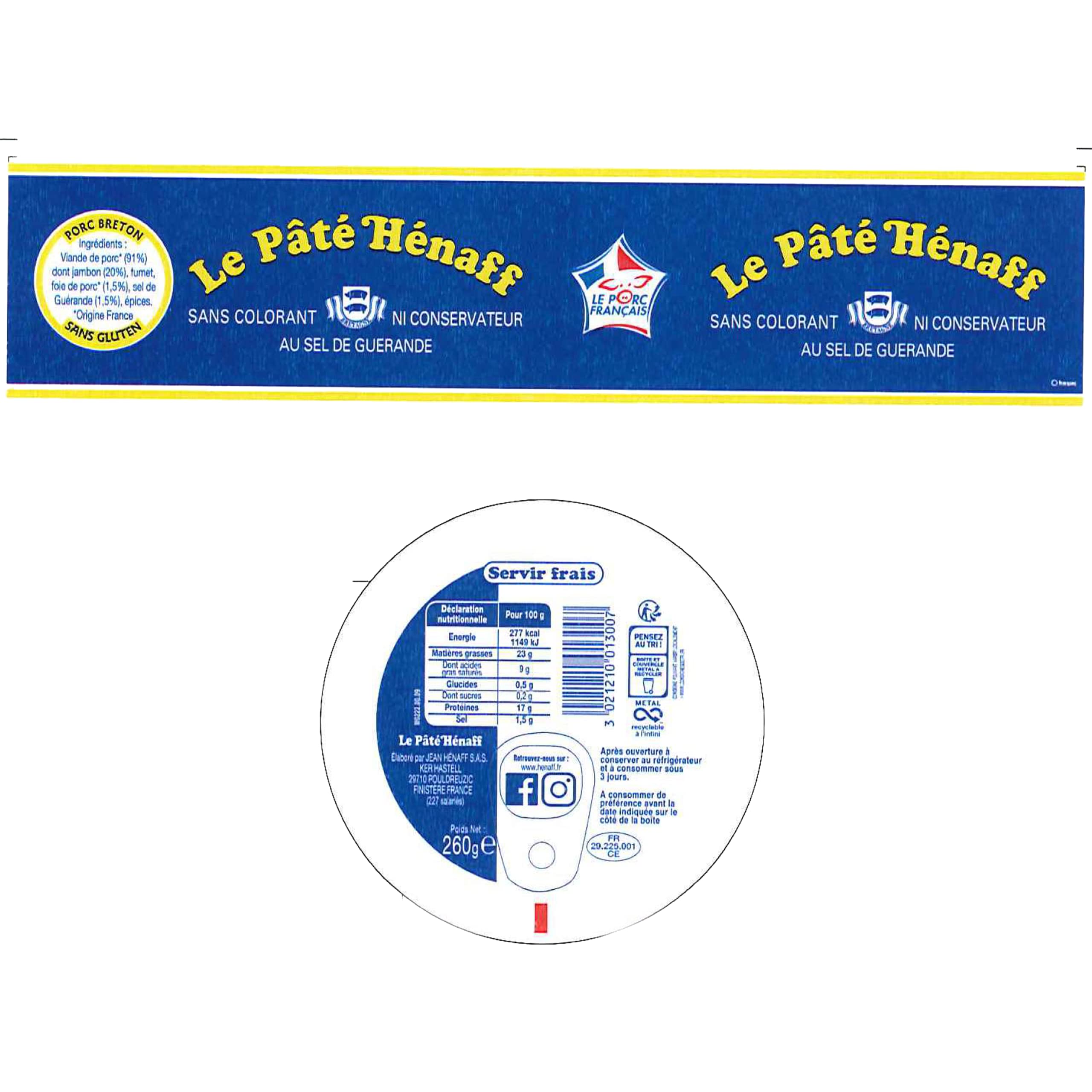 HENAFF le Pâté 260 g - Lot de 6