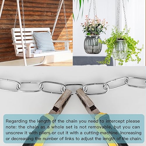 Miniatura 25 de Helunsi Cadena de iluminación, cadena de lámpara de bronce de 6 pies, extensión de cadena de araña de metal con bloqueo de enlace de conexión