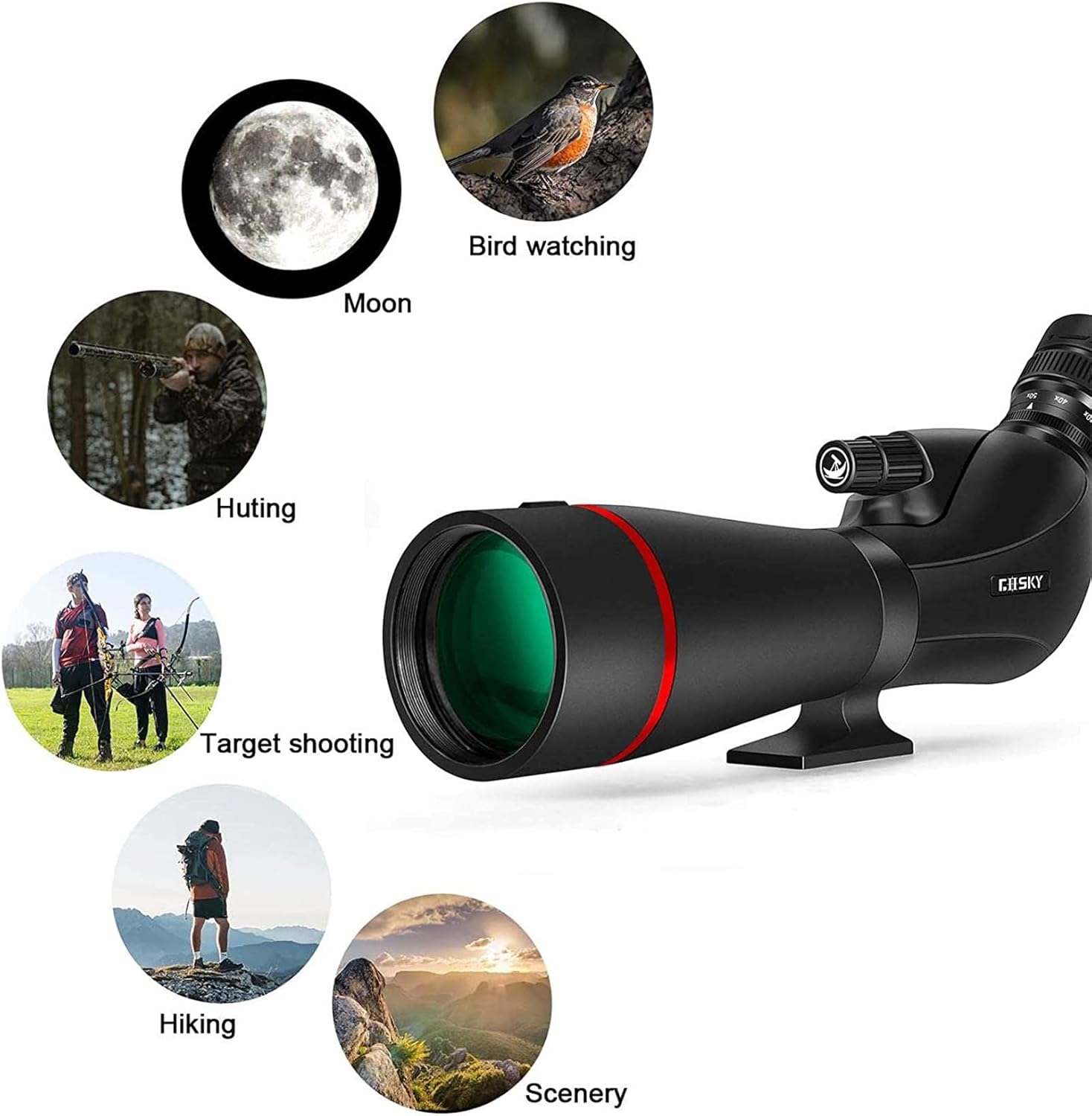 Gosky EagleView 2021 スポッティングスコープ 2060x 85 HD スポッタースコープ スマートフォンアダプター付き